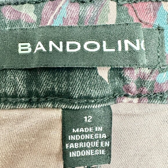 Bandolino Denim Pants Womens 12 Black Floral Print Cotton Blend Slim Fit Stretch - Picture 3 of 9